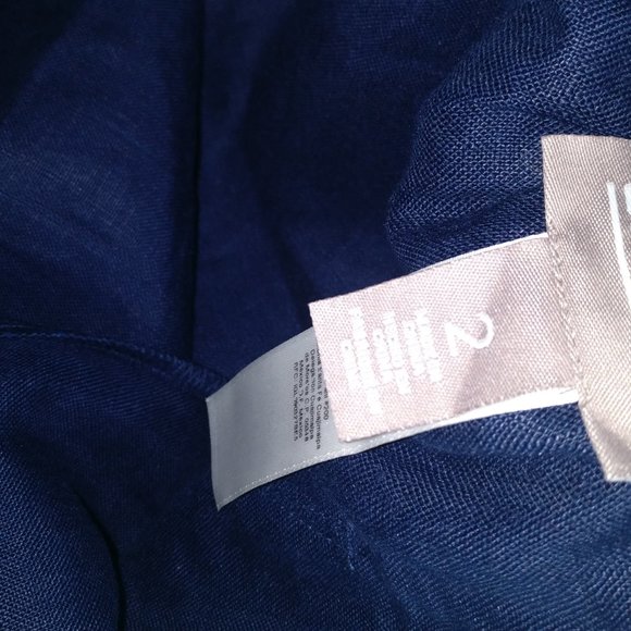 Navy Blue Linen Shorts 100% LINEN Pull On Elastic Waist, High Rise with Pockets - Picture 7 of 10